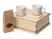 Подарочный набор с кофе, чашками в деревянной коробке Кофебрейк, фото